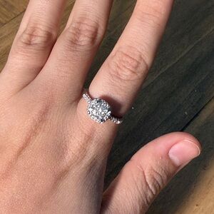 moissanite Diamond Ring white gold plated size adjustable size 6-9